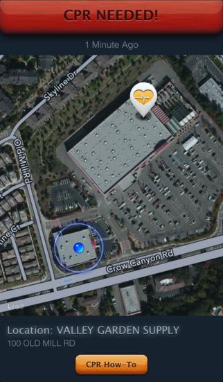 view of PulsePoint screen cardiac notification